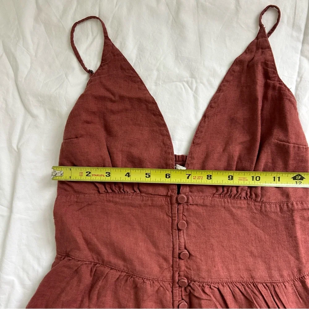 Abercrombie & Fitch Terracotta Button Through Linen Blend Maxi Dress - SP